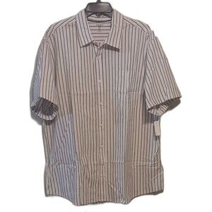 Men's Short-Sleeve Casual Button-Down Shirt - Multi Color Strips 2XL NWT